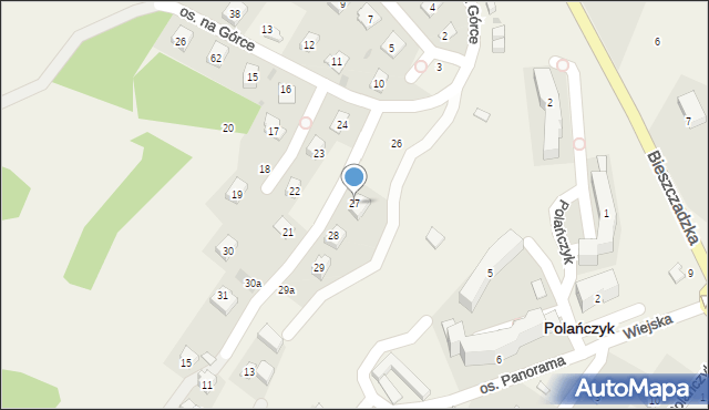Polańczyk, Osiedle na Górce, 27, mapa Polańczyk