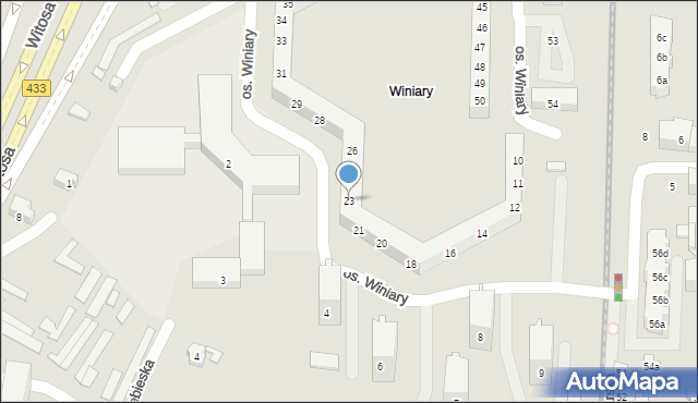 Poznań, Osiedle Winiary, 23, mapa Poznania