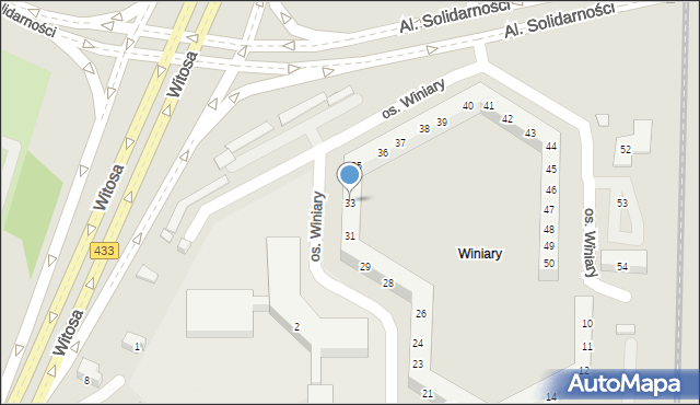 Poznań, Osiedle Winiary, 33, mapa Poznania