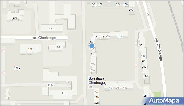 Poznań, Osiedle Króla Bolesława Chrobrego, 21d, mapa Poznania