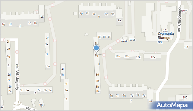 Poznań, Osiedle Króla Bolesława Chrobrego, 8g, mapa Poznania