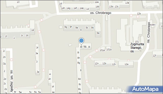 Poznań, Osiedle Króla Bolesława Chrobrego, 8j, mapa Poznania