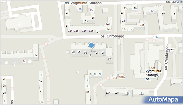 Poznań, Osiedle Króla Bolesława Chrobrego, 9d, mapa Poznania