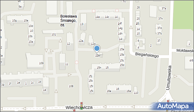 Poznań, Osiedle Bolesława Śmiałego, 12b, mapa Poznania