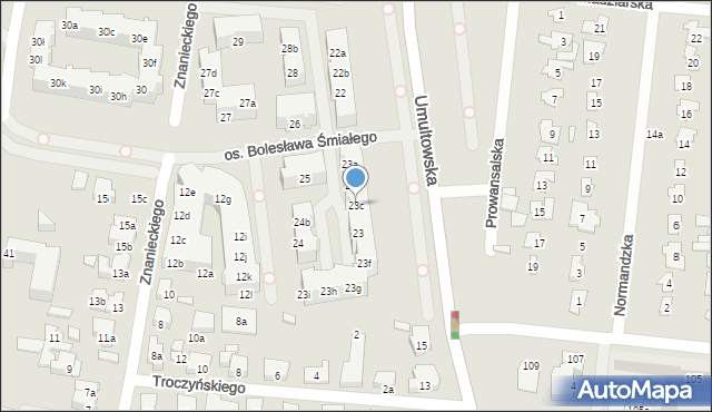 Poznań, Osiedle Bolesława Śmiałego, 23c, mapa Poznania