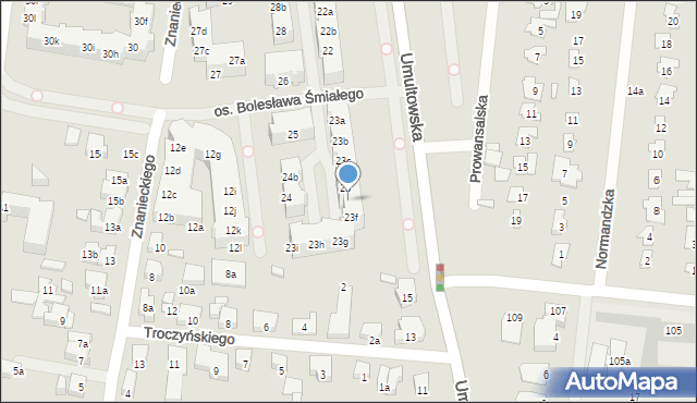 Poznań, Osiedle Bolesława Śmiałego, 23e, mapa Poznania
