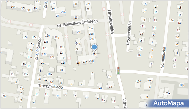Poznań, Osiedle Bolesława Śmiałego, 23f, mapa Poznania