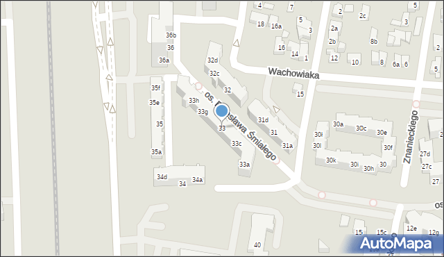 Poznań, Osiedle Bolesława Śmiałego, 33e, mapa Poznania