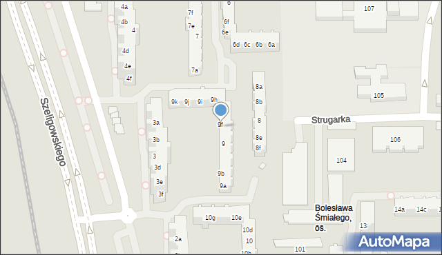 Poznań, Osiedle Bolesława Śmiałego, 9f, mapa Poznania