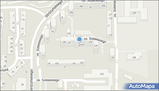 Poznań, Osiedle Króla Jana III Sobieskiego, 12, mapa Poznania