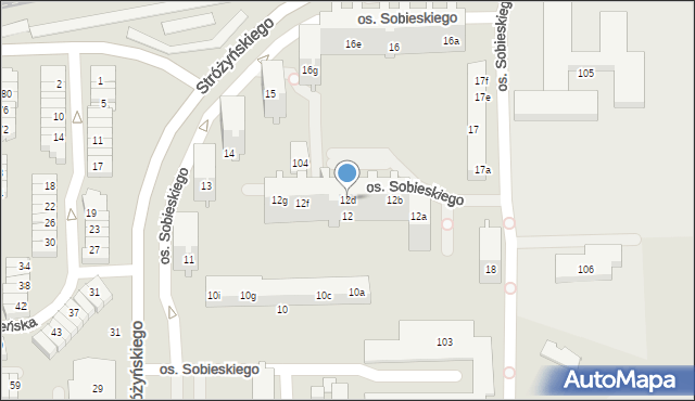 Poznań, Osiedle Króla Jana III Sobieskiego, 12d, mapa Poznania
