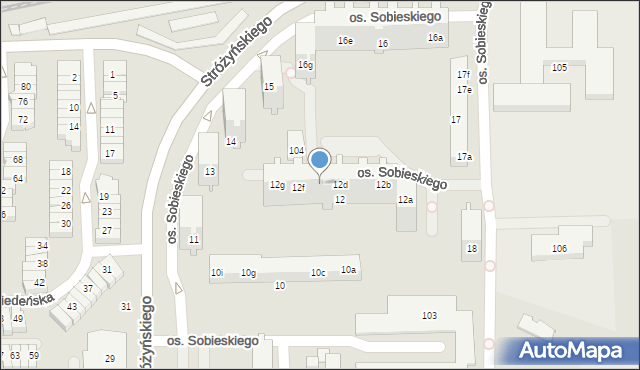 Poznań, Osiedle Króla Jana III Sobieskiego, 12e, mapa Poznania