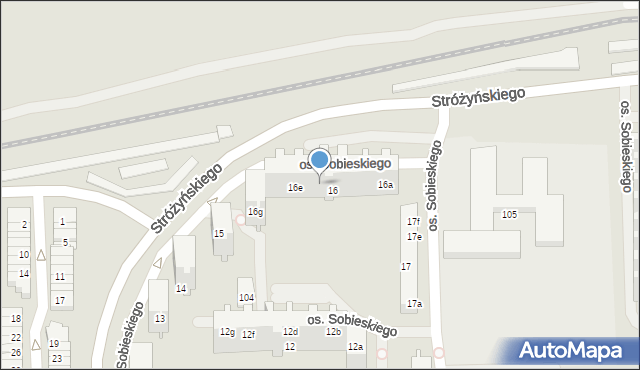 Poznań, Osiedle Króla Jana III Sobieskiego, 16d, mapa Poznania