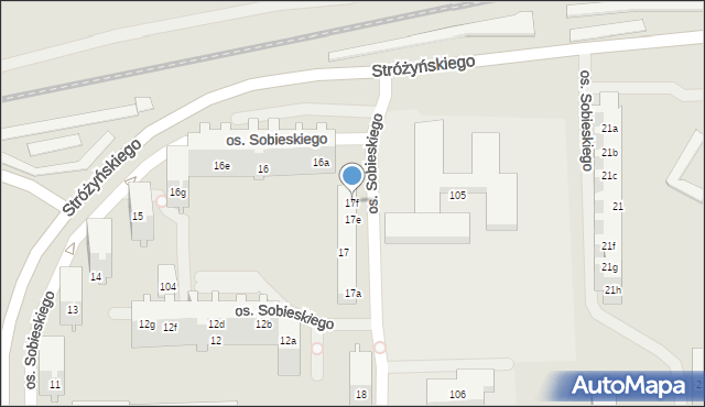 Poznań, Osiedle Króla Jana III Sobieskiego, 17f, mapa Poznania