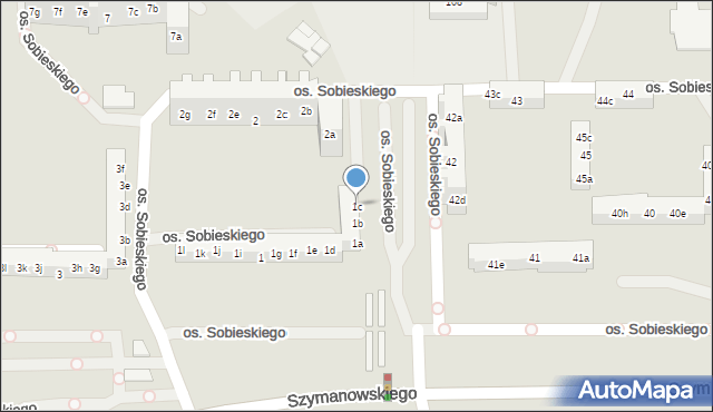 Poznań, Osiedle Króla Jana III Sobieskiego, 1c, mapa Poznania