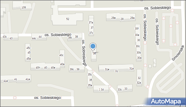 Poznań, Osiedle Króla Jana III Sobieskiego, 36b, mapa Poznania