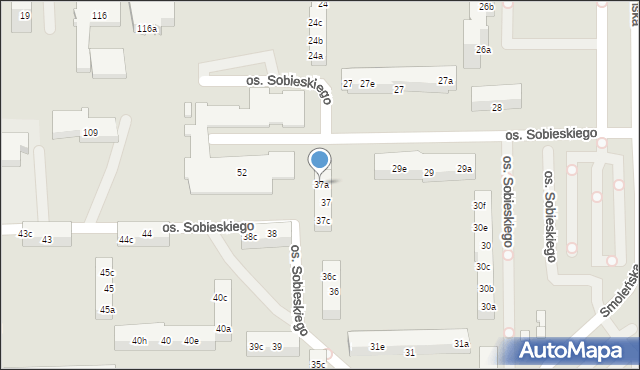 Poznań, Osiedle Króla Jana III Sobieskiego, 37a, mapa Poznania
