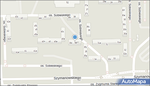 Poznań, Osiedle Króla Jana III Sobieskiego, 39b, mapa Poznania