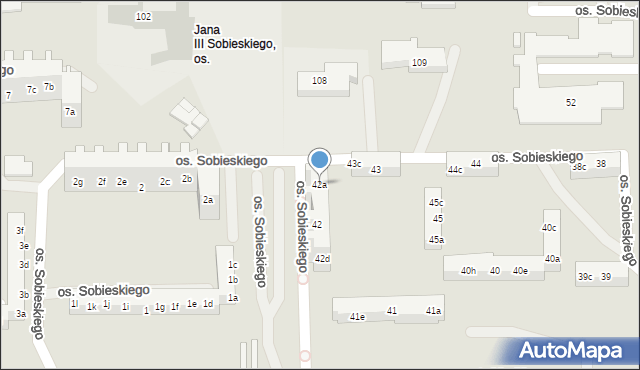 Poznań, Osiedle Króla Jana III Sobieskiego, 42a, mapa Poznania