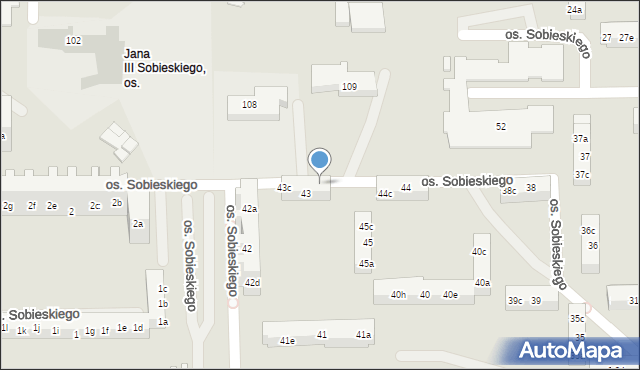 Poznań, Osiedle Króla Jana III Sobieskiego, 43a, mapa Poznania