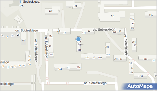 Poznań, Osiedle Króla Jana III Sobieskiego, 45b, mapa Poznania