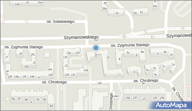 Poznań, Osiedle Zygmunta Starego, 12, mapa Poznania
