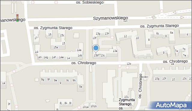Poznań, Osiedle Zygmunta Starego, 13d, mapa Poznania