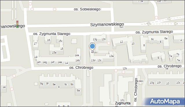 Poznań, Osiedle Zygmunta Starego, 13e, mapa Poznania