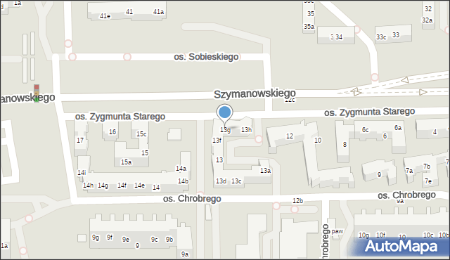 Poznań, Osiedle Zygmunta Starego, 13g, mapa Poznania