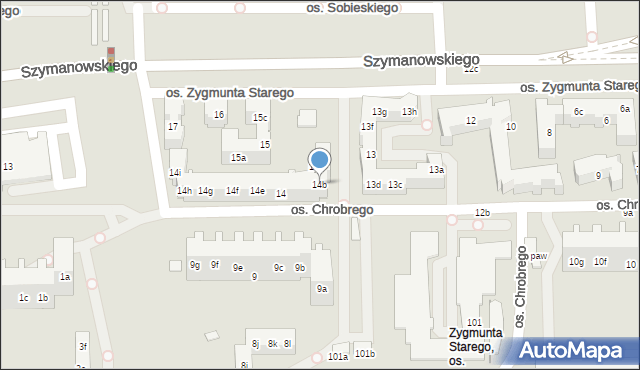 Poznań, Osiedle Zygmunta Starego, 14b, mapa Poznania