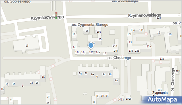 Poznań, Osiedle Zygmunta Starego, 14f, mapa Poznania