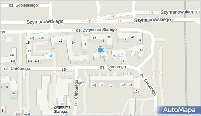 Poznań, Osiedle Zygmunta Starego, 9, mapa Poznania