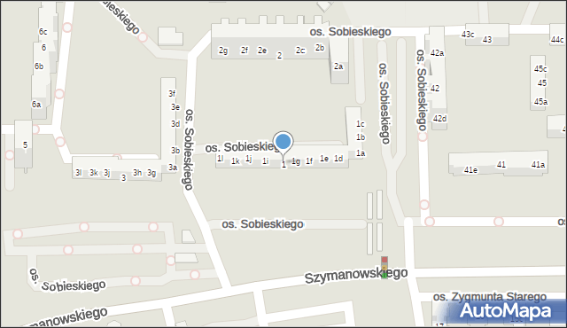 Poznań, Osiedle Króla Jana III Sobieskiego, 1, mapa Poznania