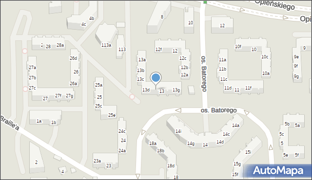 Poznań, Osiedle Stefana Batorego, 13e, mapa Poznania