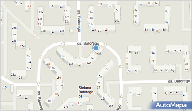Poznań, Osiedle Stefana Batorego, 14b, mapa Poznania
