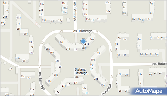 Poznań, Osiedle Stefana Batorego, 14d, mapa Poznania