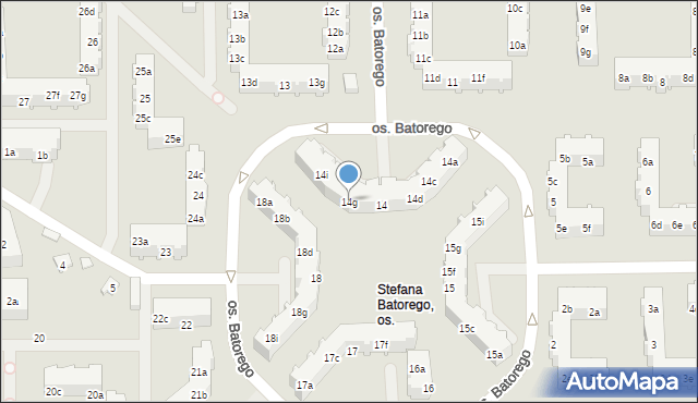 Poznań, Osiedle Stefana Batorego, 14g, mapa Poznania