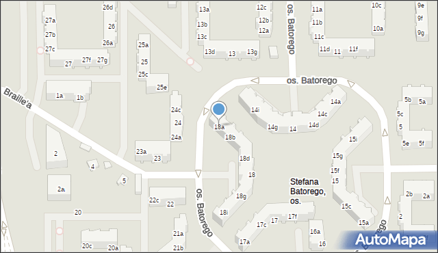 Poznań, Osiedle Stefana Batorego, 18a, mapa Poznania