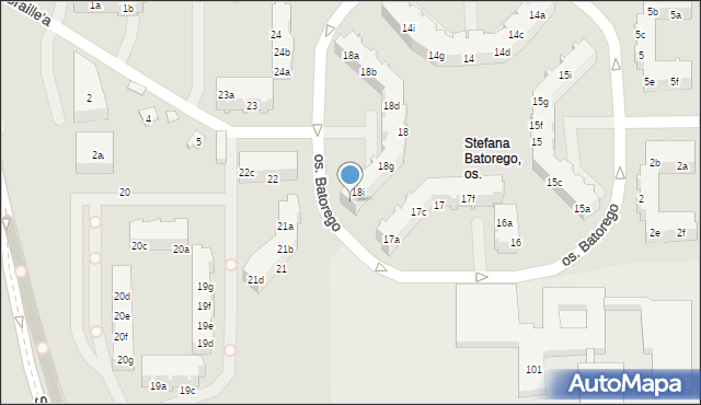 Poznań, Osiedle Stefana Batorego, 18j, mapa Poznania