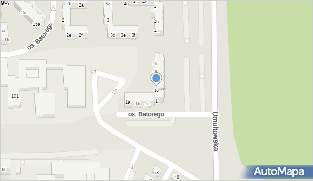 Poznań, Osiedle Stefana Batorego, 1e, mapa Poznania