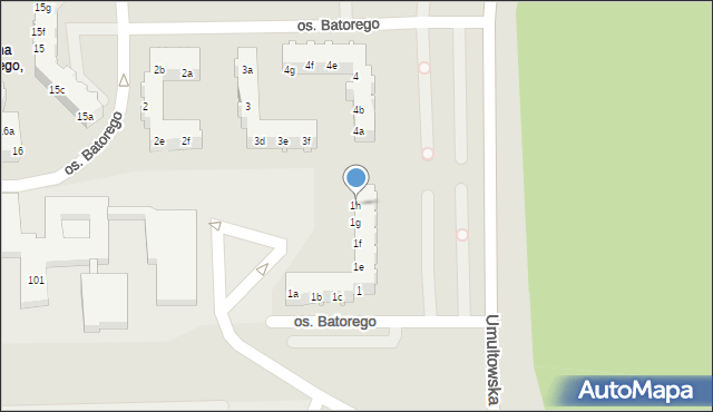 Poznań, Osiedle Stefana Batorego, 1h, mapa Poznania