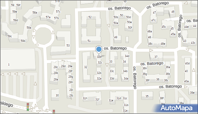 Poznań, Osiedle Stefana Batorego, 32d, mapa Poznania