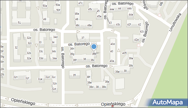 Poznań, Osiedle Stefana Batorego, 36b, mapa Poznania