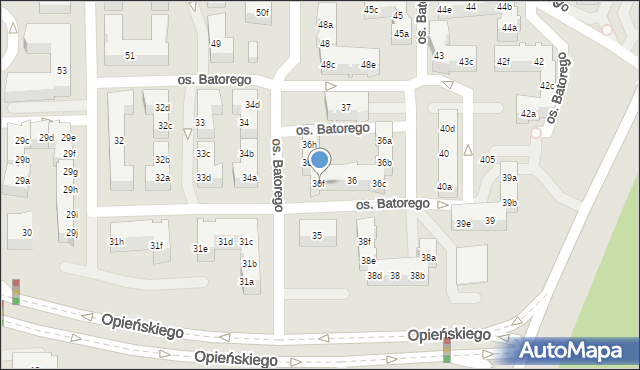 Poznań, Osiedle Stefana Batorego, 36f, mapa Poznania