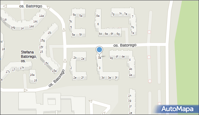 Poznań, Osiedle Stefana Batorego, 3a, mapa Poznania