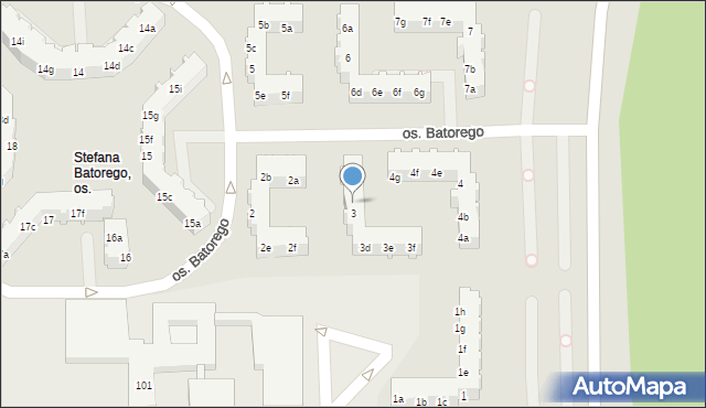 Poznań, Osiedle Stefana Batorego, 3b, mapa Poznania