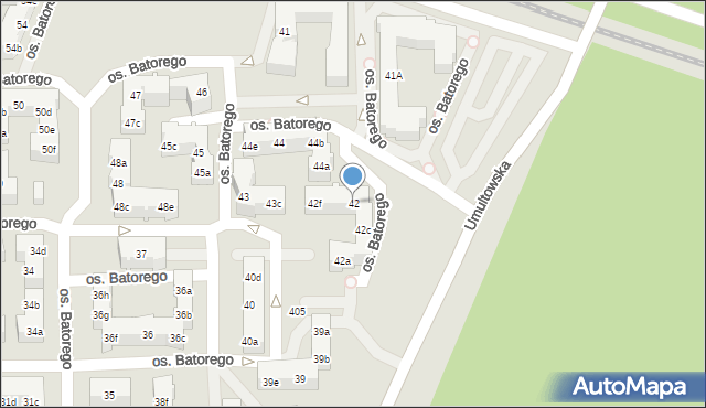 Poznań, Osiedle Stefana Batorego, 42, mapa Poznania