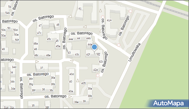 Poznań, Osiedle Stefana Batorego, 42e, mapa Poznania