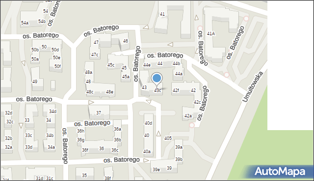 Poznań, Osiedle Stefana Batorego, 43c, mapa Poznania