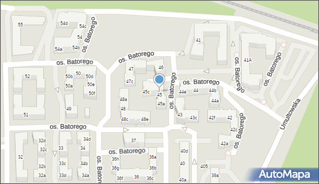Poznań, Osiedle Stefana Batorego, 45b, mapa Poznania